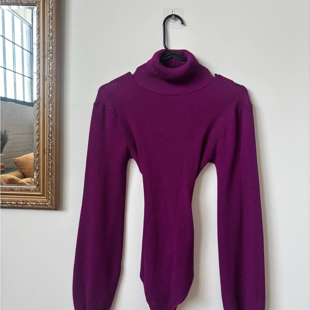 Lulu's Rich Purple Cowl Neck Sweater